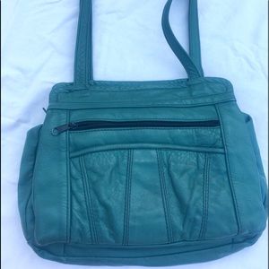 Green Double Strap Vintage Leather Purse